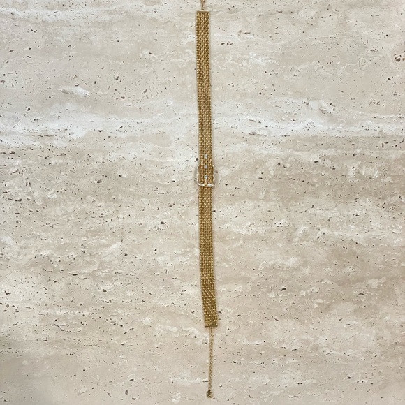 Gold mesh neck choker with rhinestones - Picture 4 of 4